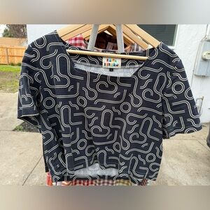 Geometric Black and White Crop Top